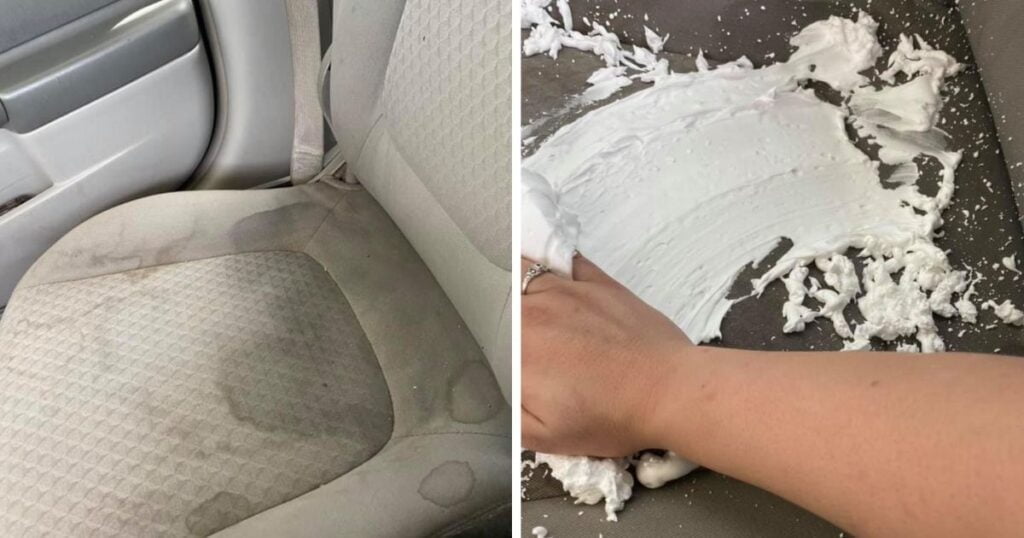how to clean car seats with shaving cream